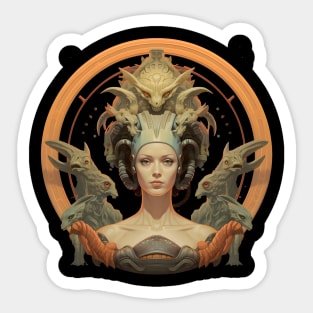 Hyper-Realistic Sci-Fi Baroque Alien Queen Sticker